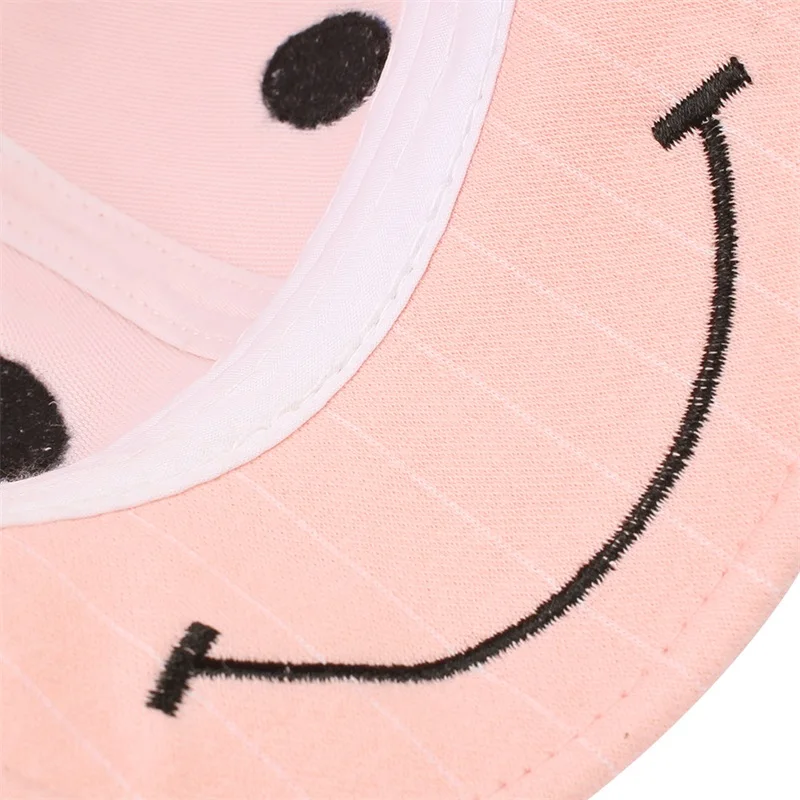 Striped Cotton Baby Cap Smile Casual Kids Sun Cap Embroidery Pink Gray Hat For Baby Boys Spring Summer Cute Baby Girls Clothing (6)
