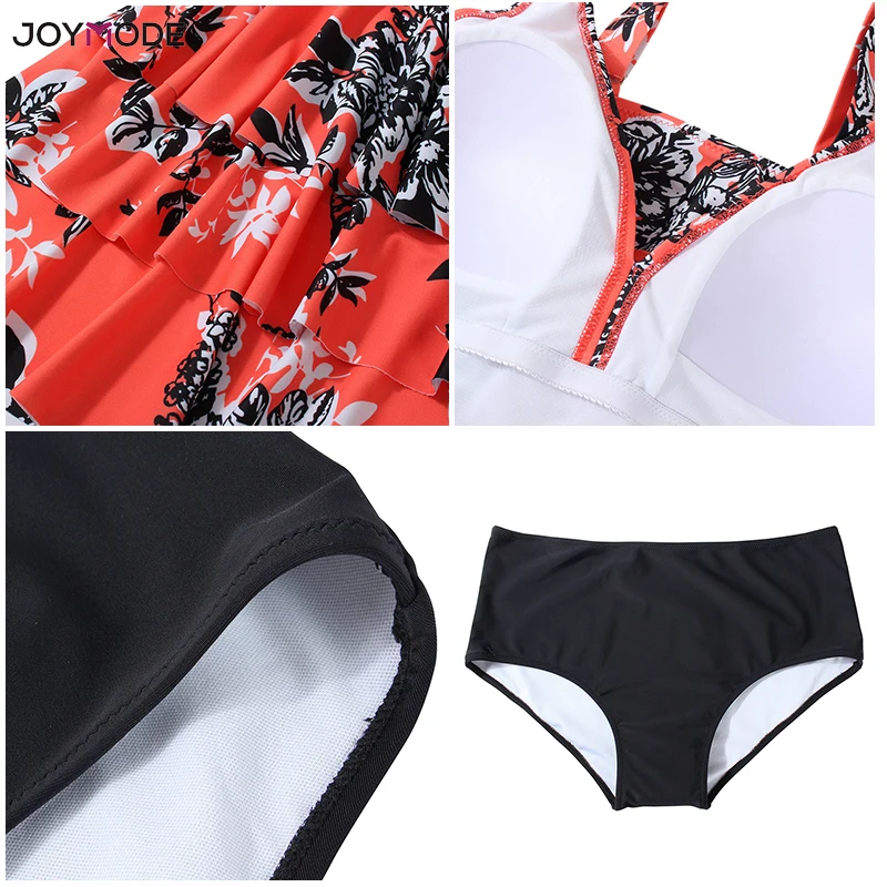 JOYMODE Two Piece Bikinis Swimwear Big Plus Size 4XL Women Fat Swimsuit Tankini Pad Swim Dress Bathing Suit 2018 Biquinis Mujer
