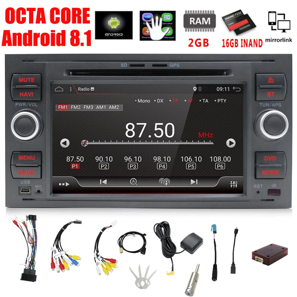 

Pure 7Inch 2din Android 8.1 Car DVD Player GPS Navi Stereo Radio For C-Max Connect Fiesta Fusion Galaxy Kuga Mondeo S-Max Focus