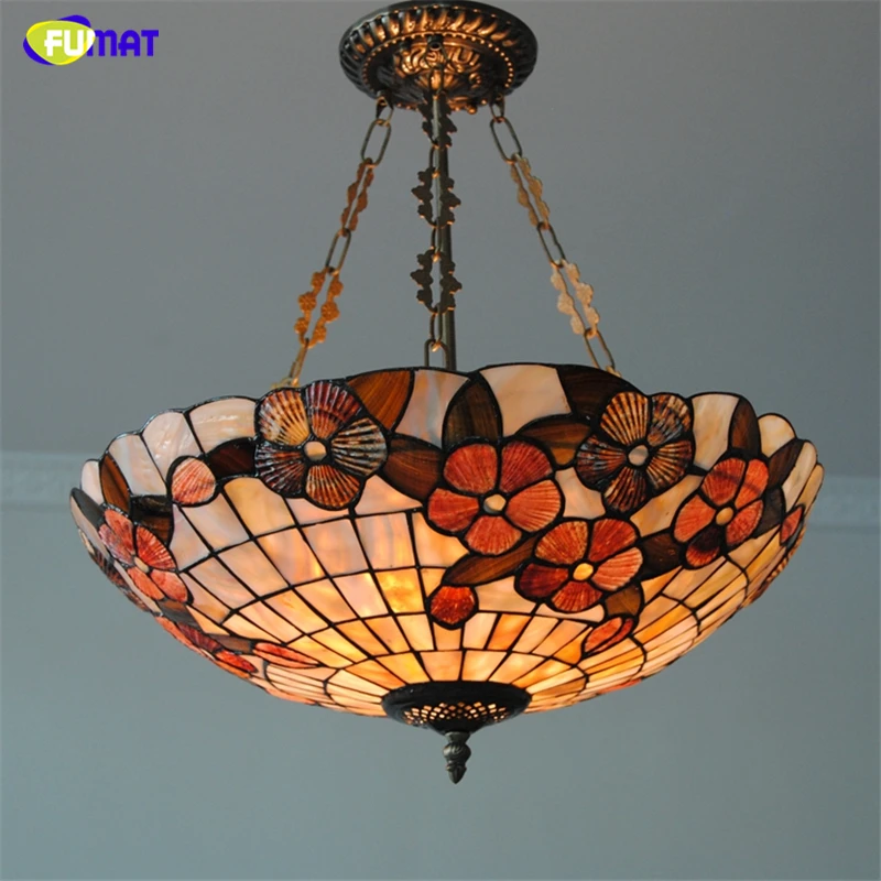 Фумат 21 &quotTiffany Shell Shade люстры Европейское Внутреннее освещение натуральный