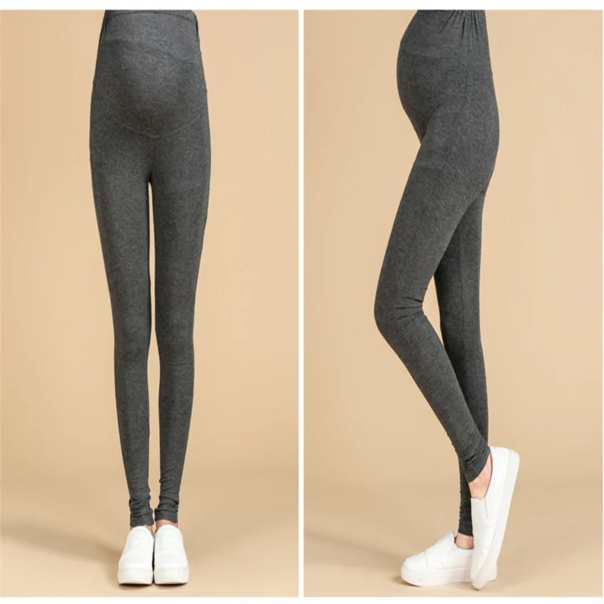 Seartist Waist Abdominal Pregnancy Leggings Maternity Spring Cotton Long Pants Pregnant Women Plain Black Gray Trousers 2019 20