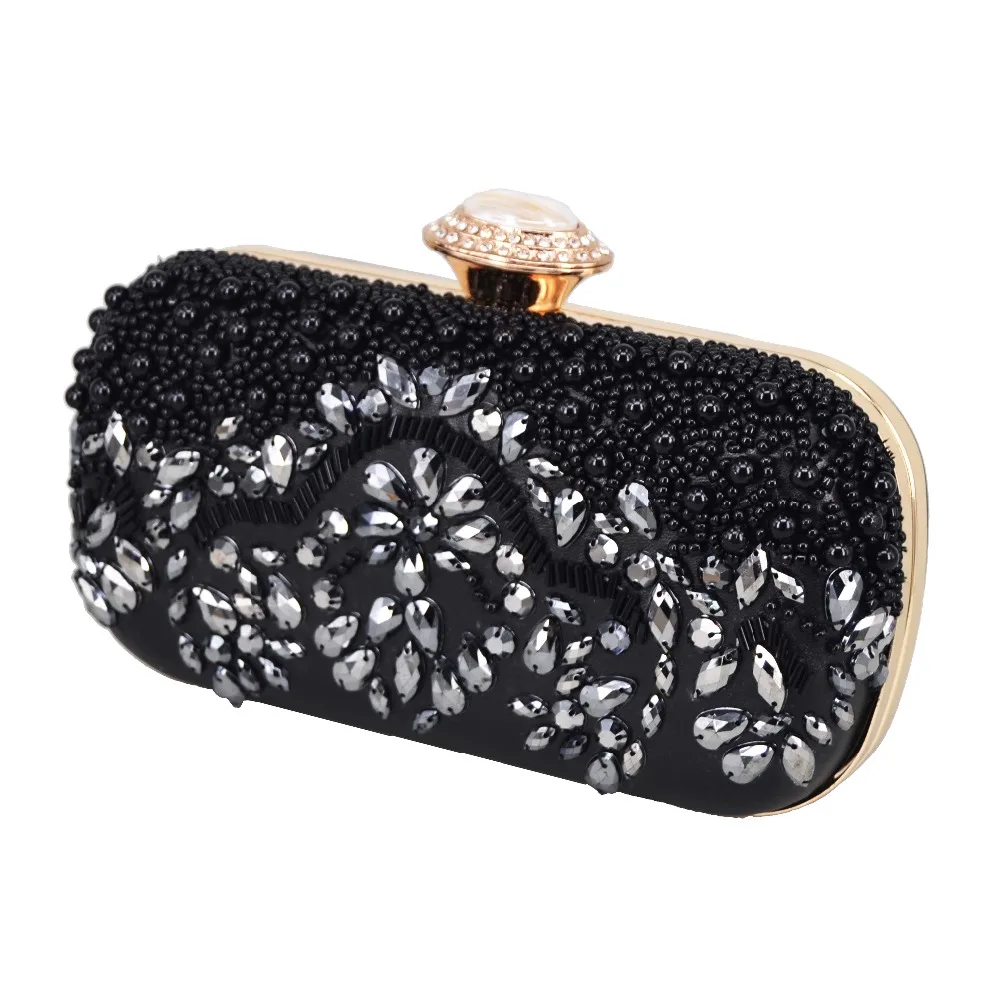 Buy Black Pu Beaded Purse Women Clutch Bag Party