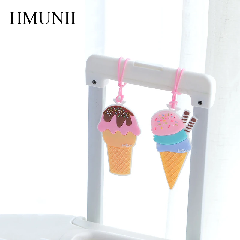 

HMUNII Travel Accessories Creative Luggage Tag ice-cream Cartoon Silica Gel Suitcase ID Addres Holder Baggage Boarding Tags