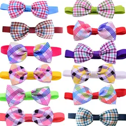 Новый 100 шт. плед Стиль зоотовары Кошка шеи Groooming аксессуары собака кошка Bowties Воротник Сетка щенок собачьи Галстуки галстук-бабочка