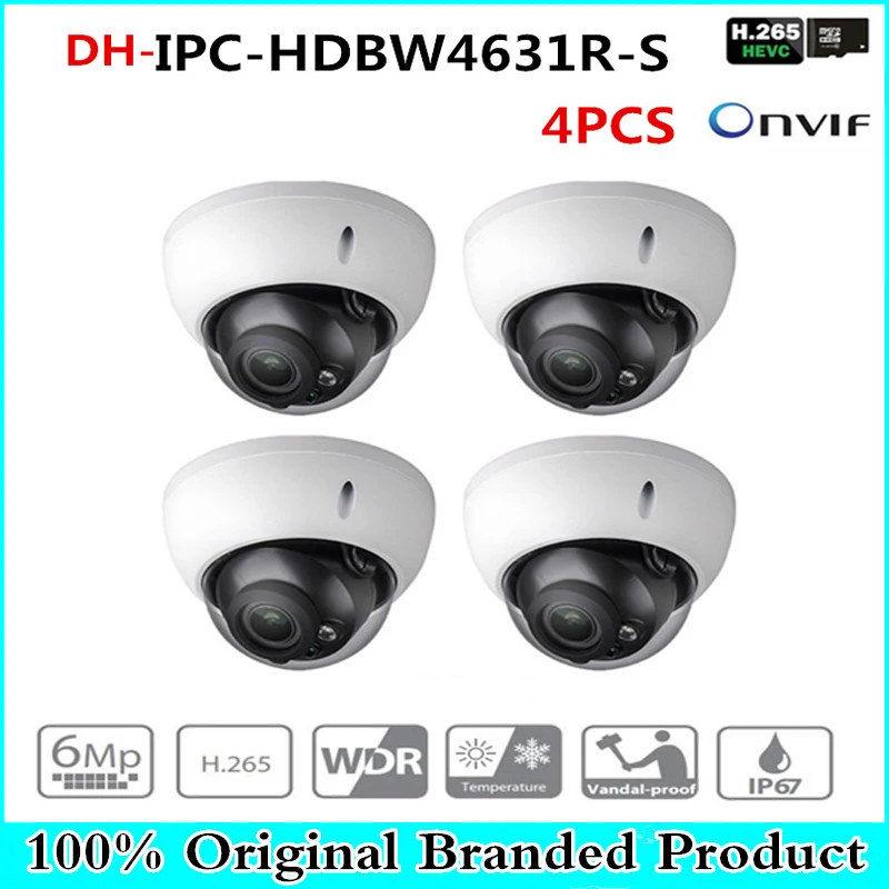 

DH Security IP Camera IPC-HDBW4631R-S 4Pcs/lot Upgrade From IPC-HDBW4431R-S 6MP POE SD Card Slot Security CCTV Camera IK10