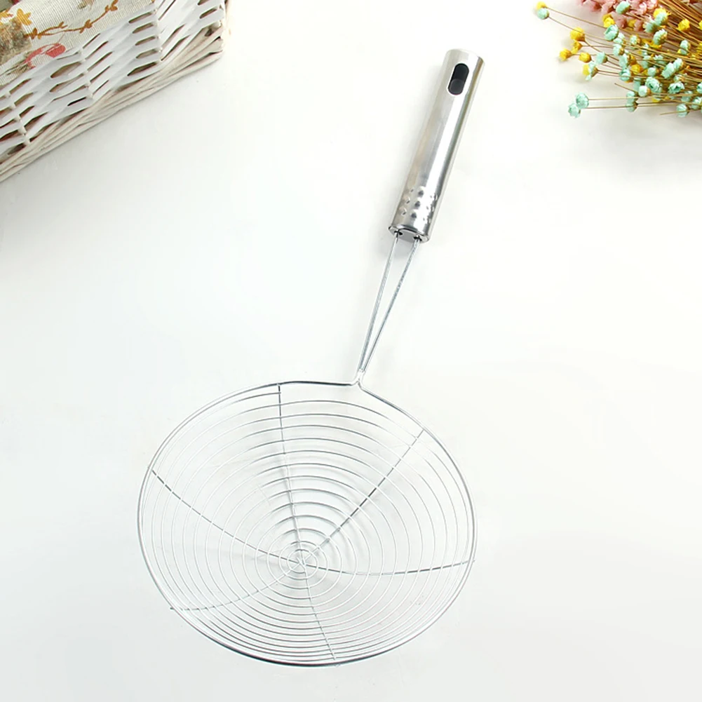 New Stainless Steel High Temperature Resistance Mesh Strainer Spoon Colander Cookware Filter Frying Filtering Oil Kitchen Tool h