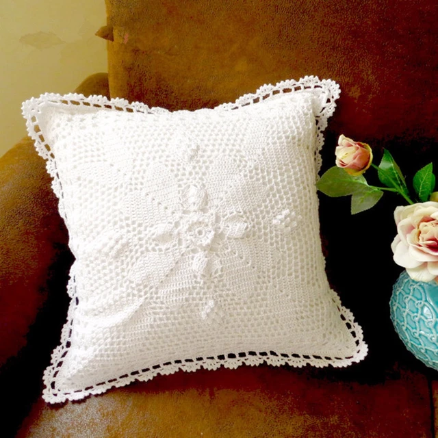 European Style Bohemian Handwoven Pillow Cushion Tassel Sofa Pillowcase  Backrest Pure Cotton Thread handmade Crocheted pillows - AliExpress