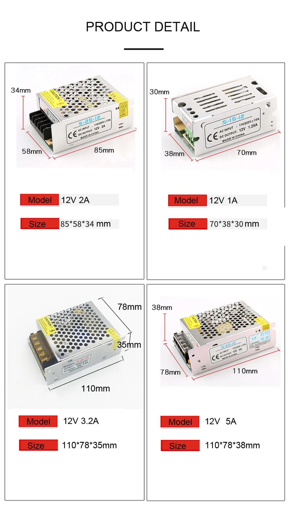 AC 110-240 V DC/DC 12V 1A 2A 3.2A 5A 8.3A 10A 12.5A 15A 20A 30A переключение Питание трансформаторы адаптер для Светодиодные ленты светильник