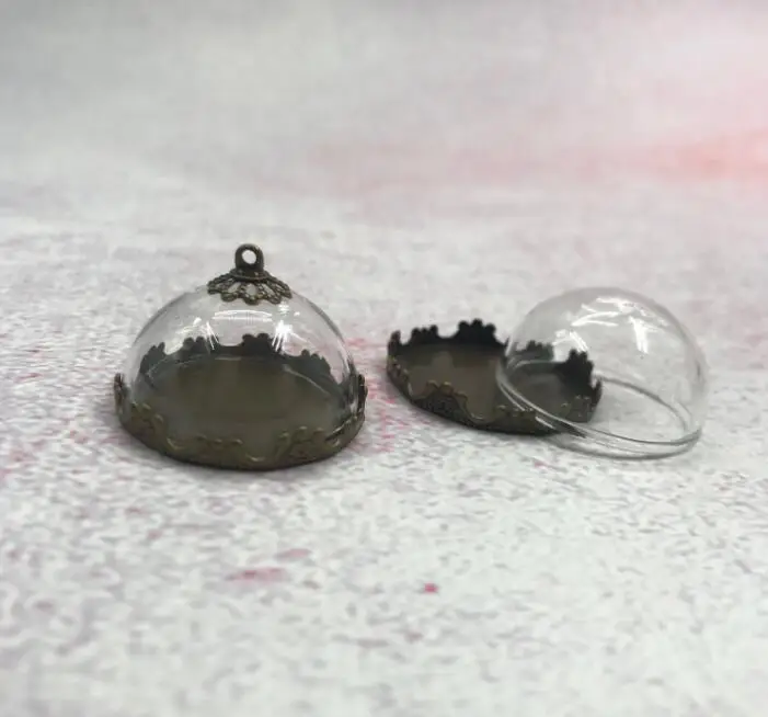 Hollow glass dome half round globe for jewellery making cover 25 mm pack of 5