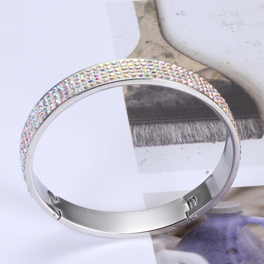 Женский браслет из нержавеющей стали с кристаллами|jewelry rack|bangle setbangle bracelet |