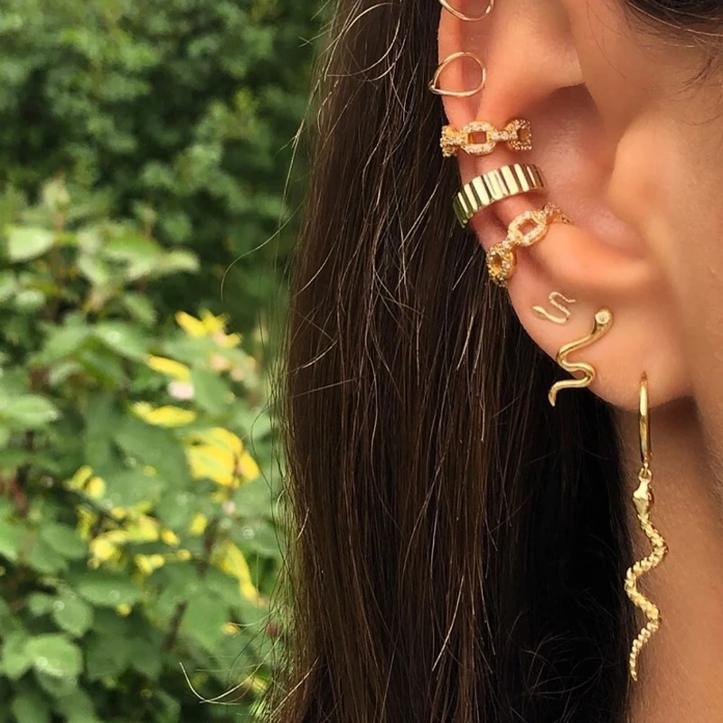 

trendy fashion women jewelry Gold filled cute lovely snake dangle drop earring