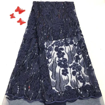 

Pure White 2019 Bridal Wonderful French net lace latest beaded african tulle lace fabric with big Beads