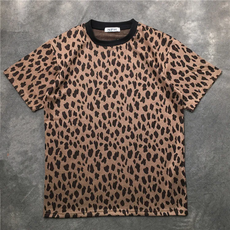 Новый Новинка 2019 Для мужчин Leopard джентльмен футболки футболка хип-хоп скейтборд, уличная мода хлопковая Футболка kenye S-XXL # K46