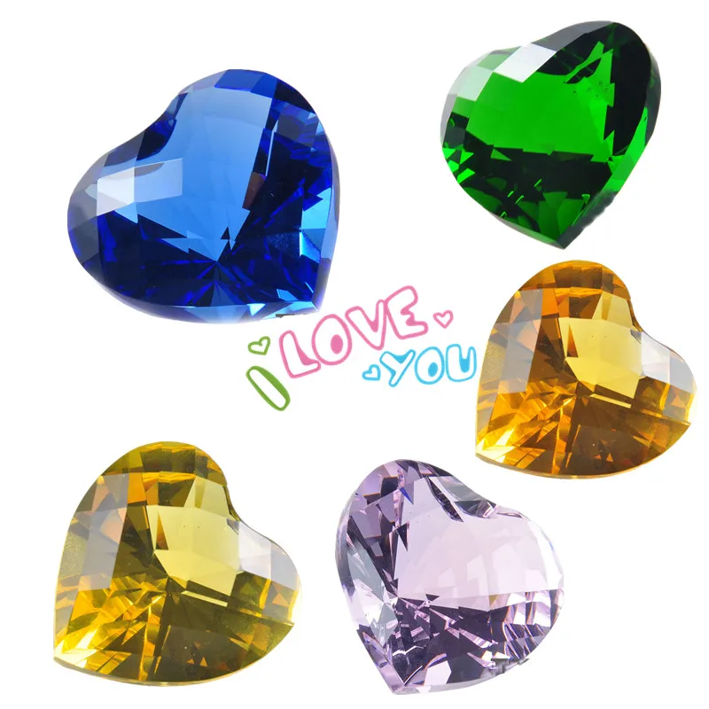 

H&D 55mm Crystal Love Heart Diamond Cut Glass Jewelry Paperweight Crafts Collection Souvenir Birthday Christmas Wedding Gifts