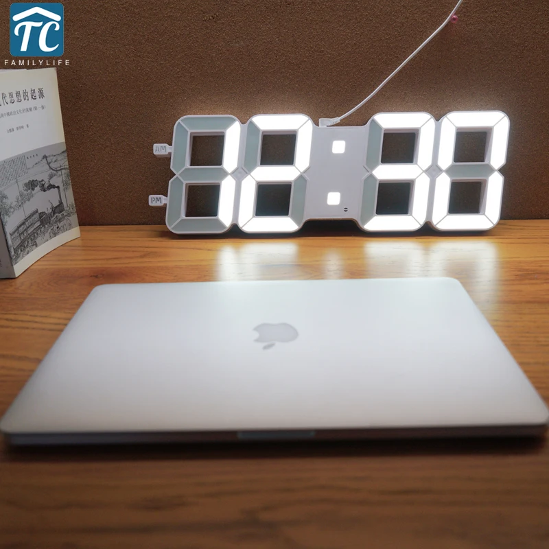 

Large Led Digital Wall Clock Modern Design Big Creative Vintage Watch Home Decoration Decor 3d