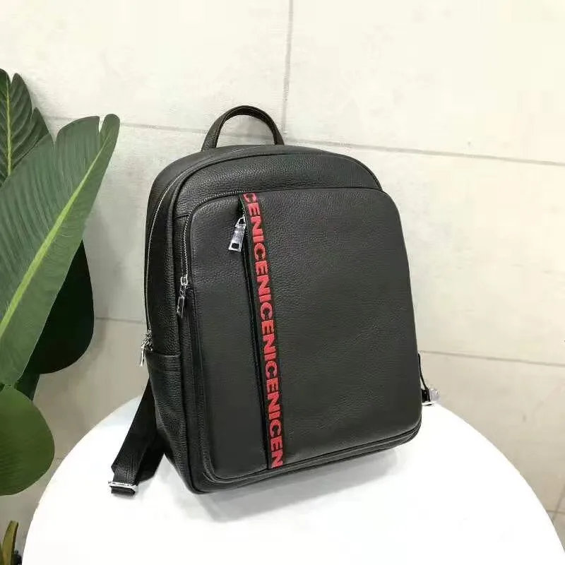 

Kaisiludi leather men's and women's bag fashion shoulder bag computer bag soft leather large capacity travel backpack