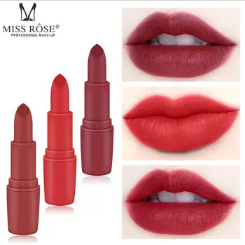 

100pcs Matte Lipstick MISS ROSE Red Black Lipstick Sexy Full Lips Beauty Makeup Batons Set Long Lasting Waterproof Batom