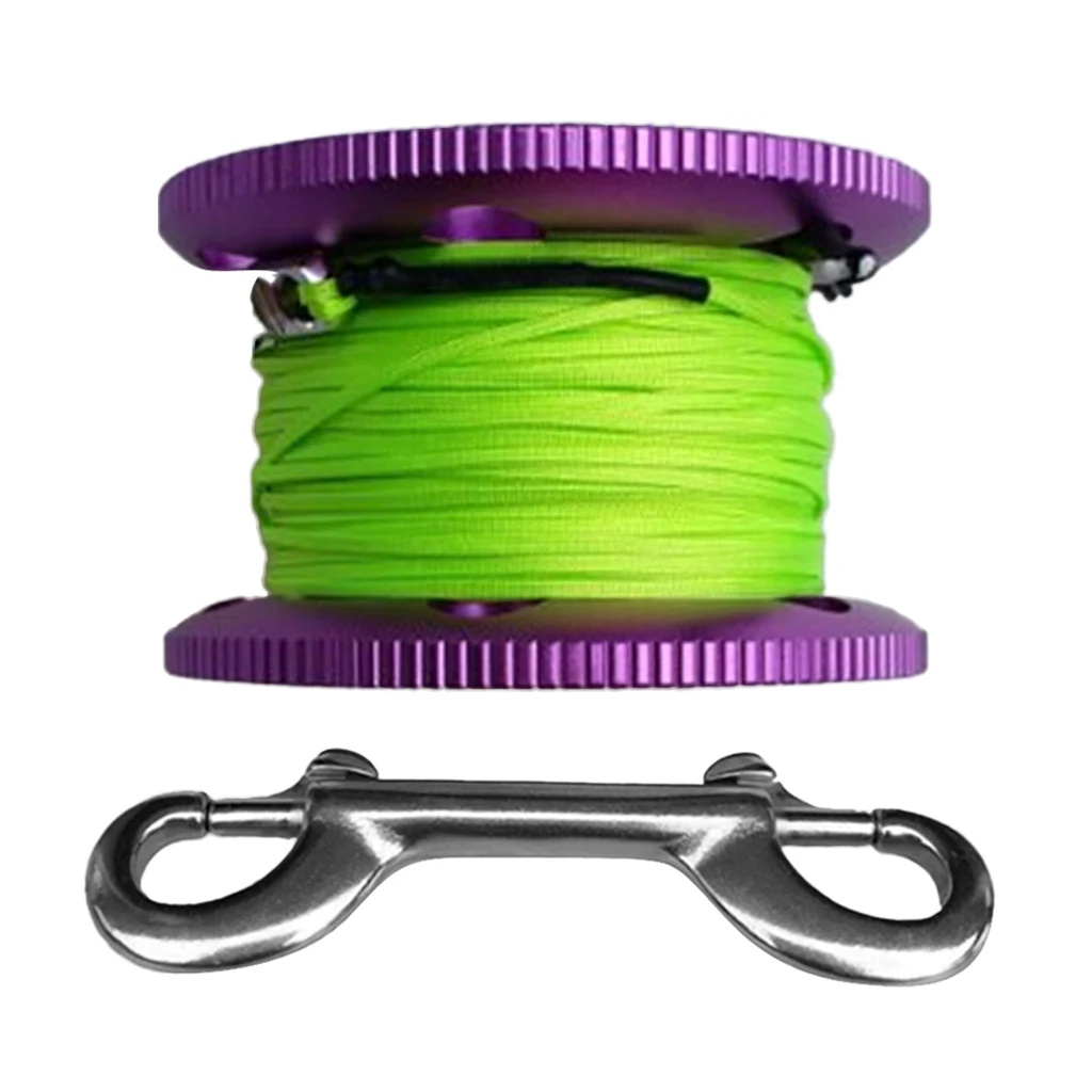 Scuba Diving Aluminium Finger Spool Reel 20/30/50M Line with Double Stainless Steel Ended Bolt Snap Bolt Clip 3 Color Options