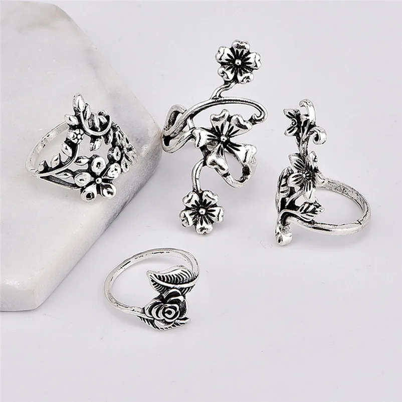 2018 New Arrival Fashion Natural Gemstone Fire Opal Diamond Ring Wedding Retro Jewelry Rings for women Ring Set J13#N (6)