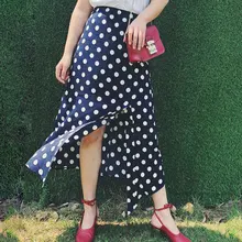 Летняя женская юбка в горошек Женская винтажная юбка миди с разрезом сбоку Jupe Тюль Femme