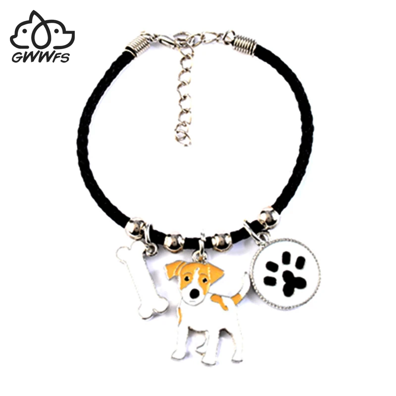 Мужские и женские браслеты в виде терьера JACK russall амулет веревочная цепочка с