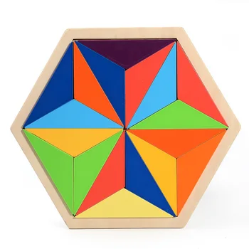 

Rainbow Jigsaw Puzzle Geometric Shape Assembling Wooden Puzzle Education Learning Toys Montessori 3D Puzzles Toys For Children