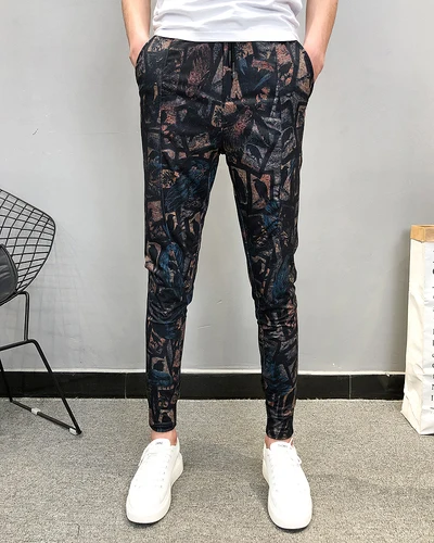 Летние модные брендовые новые Pantalon Hombre мужские штаны для бега, повседневные облегающие штаны до щиколотки с принтом, шаровары, мужские брюки - Цвет: 1929-4