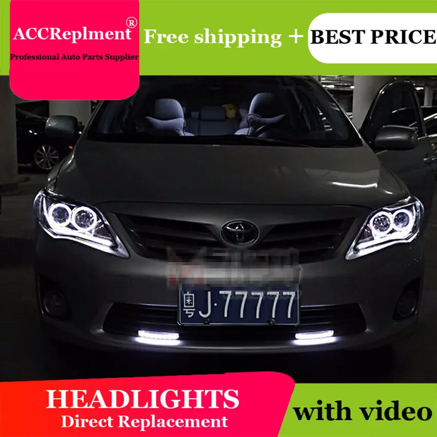 Auto Lighting Стиль светодиодный фара для Toyota Corolla фары 2011 Альтис Ангел глаз drl H7 hid Би