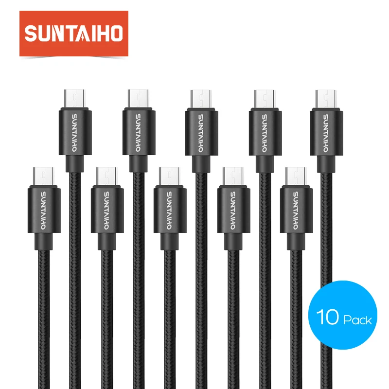 

10 pcs/lot Suntaiho Micro USB Cable 1M/2M/3M Nylon Metal Braid USB Charger Cable Fast Charging Data Cable for Xiaomi HTC Samsung