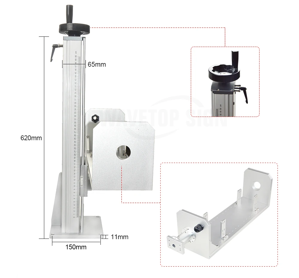 WaveTopSign 30 Вт CO2 металлический лазерный путь+ подъемный Рабочий стол диапазон подъема 500 мм