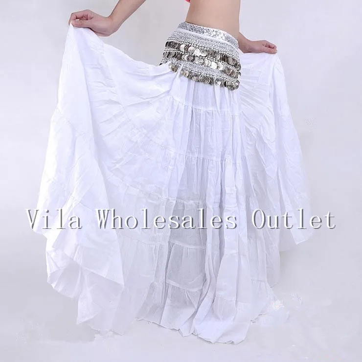 Стиль, Цыганская юбка, юбка в богемном стиле, одежда для танца живота, костюм для индийского танца, комплект для танца живота, одежда, юбка, 10 цветов, VL-190 - Цвет: Белый