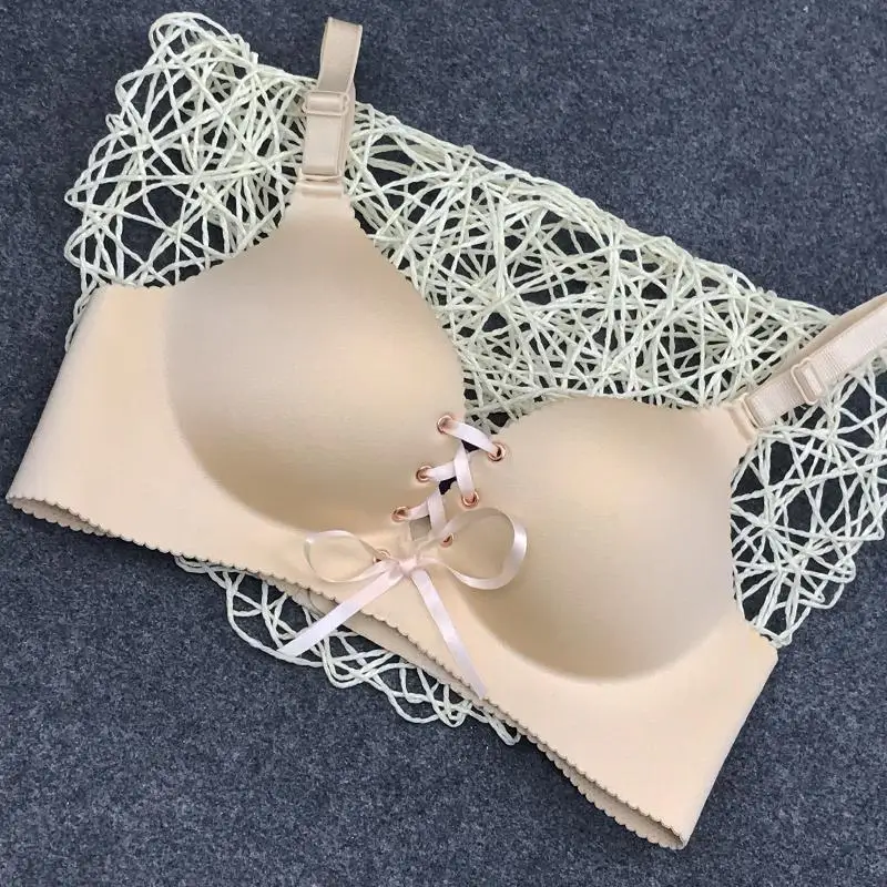 Fashion Wire Free Padded Push Up bra Pull Rope Seamless women Bra Gather  breast Adjustable sexy Bra sexy belt pull B push up bra