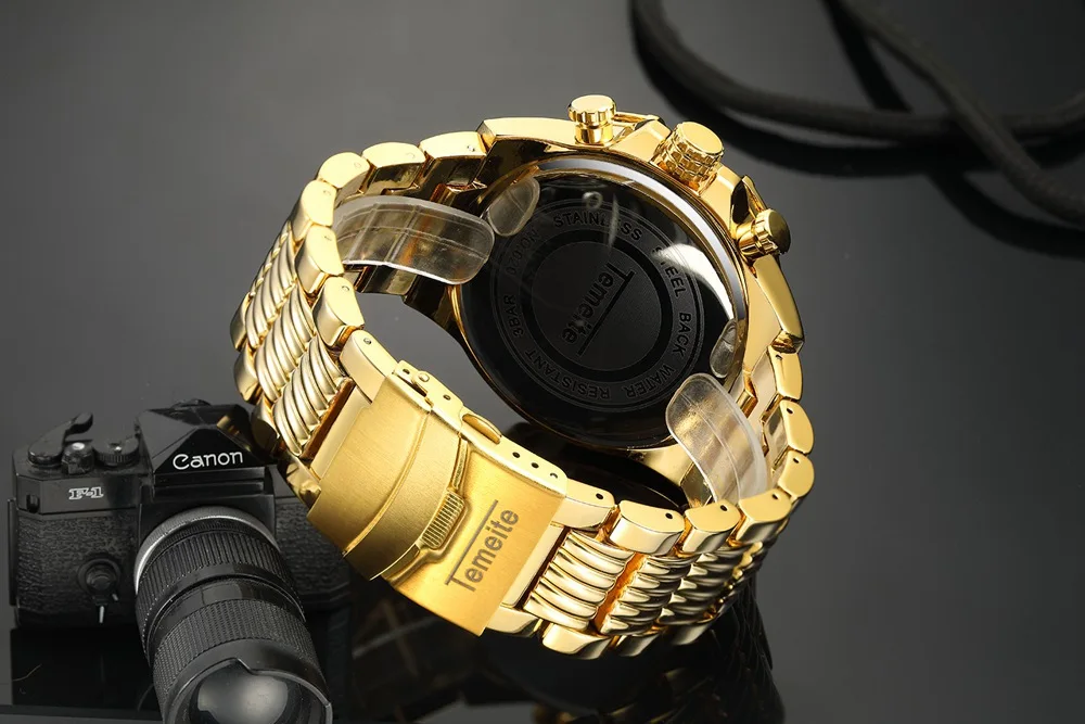 Золотые мужские часы, Топ бренд, Роскошные Кварцевые часы для мужчин, хронограф, военные водонепроницаемые спортивные наручные часы, Relogio Masculino