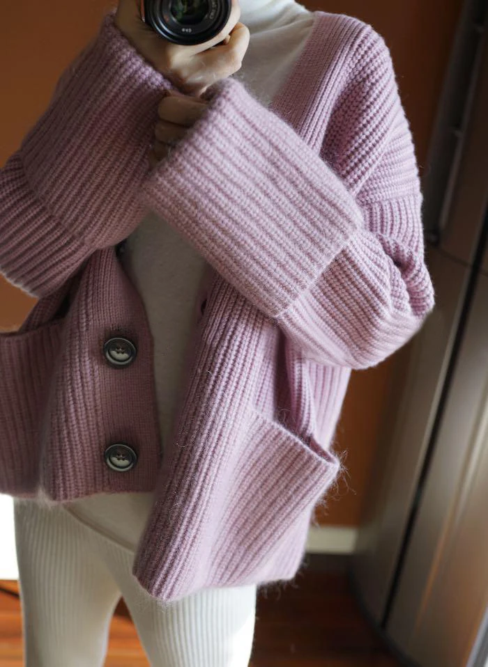 Women Sweaters Cashmere and Wool Jackets Woman Cardigans 2019 New Fashion Loose style Knitwear Solid Standard Tops |