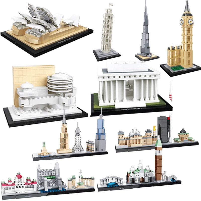 

WanGe Compatible legoed City world great Architecture Blocks New York London tower Set model Building kids Toys Bricks Taj Mahal