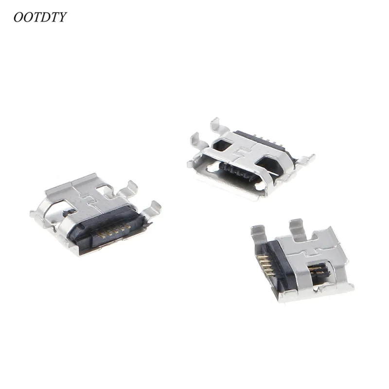 OOTDTY 10 шт. Micro USB Type B 5 контактный гнездовой SMD 4 Штекерный разъем DIP|Соединители| |