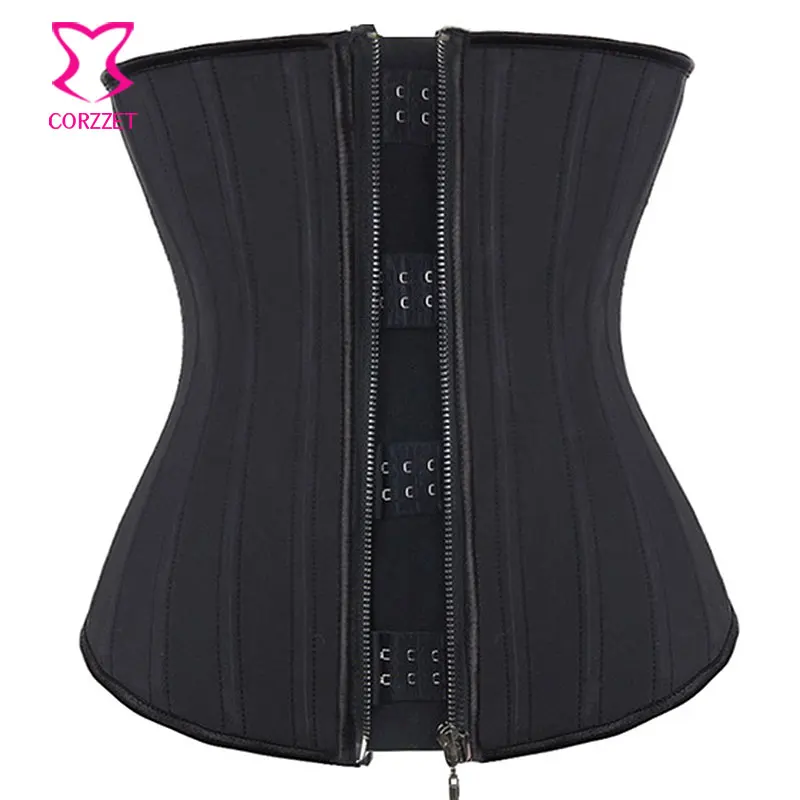 Black Hasp / Zip 25 Steel Boned Latex Waist Trainer Waist Trainer