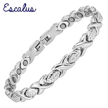 

Escalus Plant Leave Silver Color Magnetic Stainless Steel Women Bracelet 23pcs Magnets Bangle Bracelets Jewelry Wristband Charm
