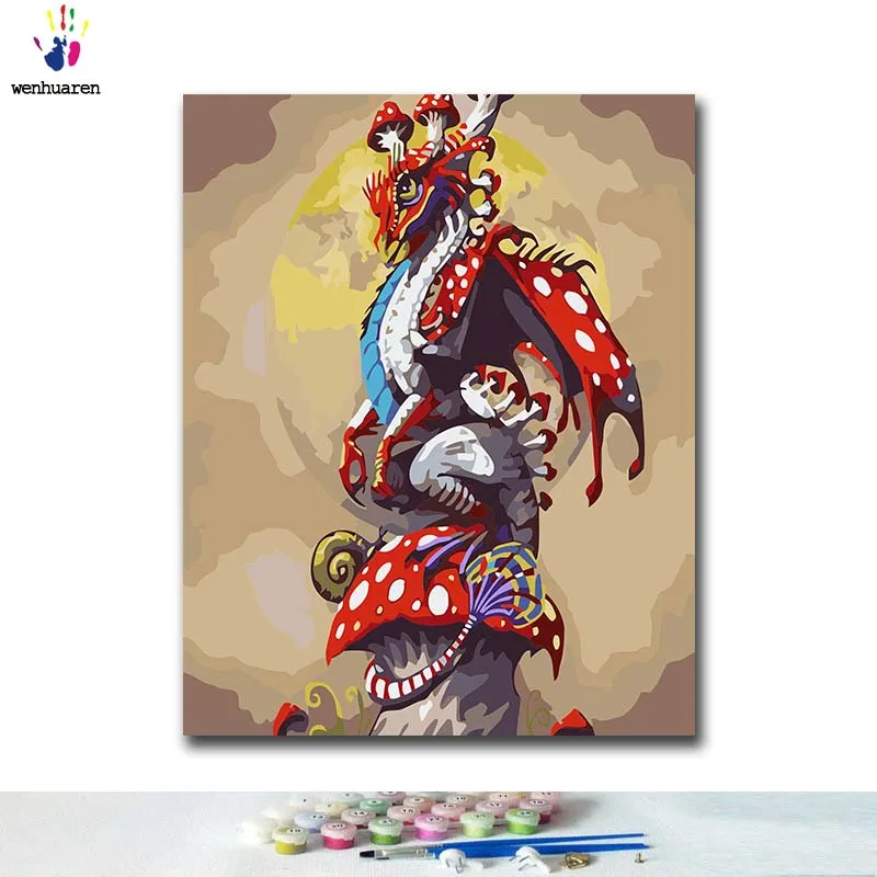 DIY картина по номерам Дракон Внутри аниме картины по номерам с комплекты 40x50 защелка - Цвет: 100679