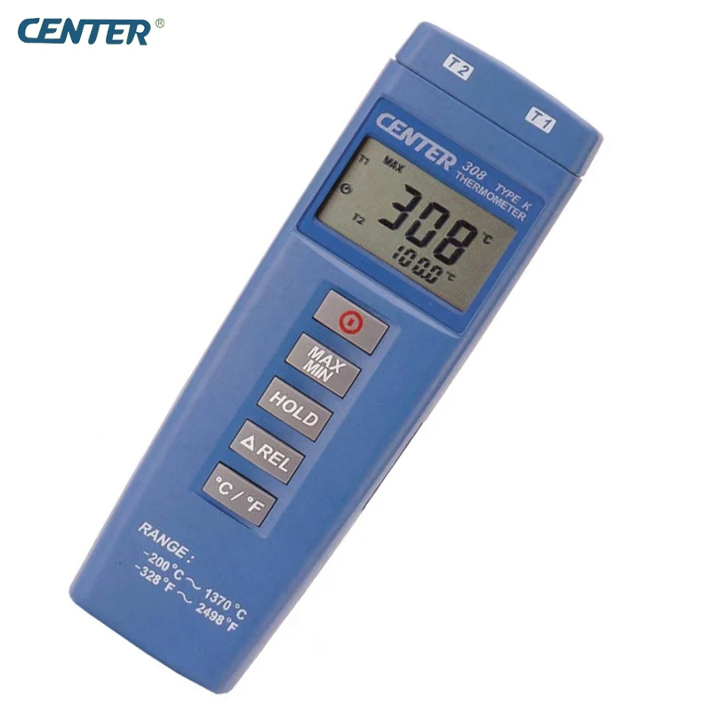 

Compact Size Low Cost Dual Inputs Industrial Thermometer CENTER308