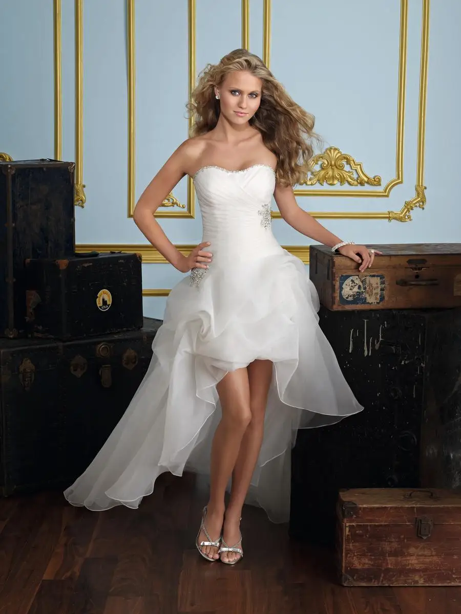 

Short Front Long Back wedding dress wed robe silk dress off shoulder of sequin ball gown dress wed dress