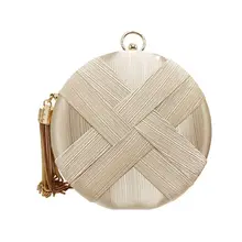 Женские круглые атласные вечерние клатчи, подвеска для сумочек с кисточками, вечерние сумки для свадьбы