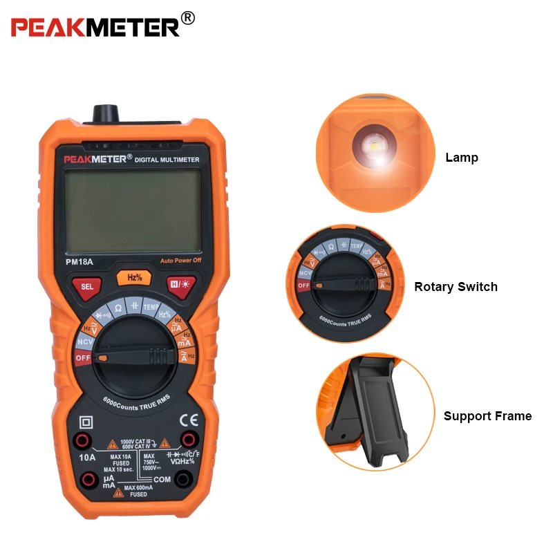 Мультиметр Peakmeter PM18A вольтметр амперметр с True RMS сопротивление напряжения емкости