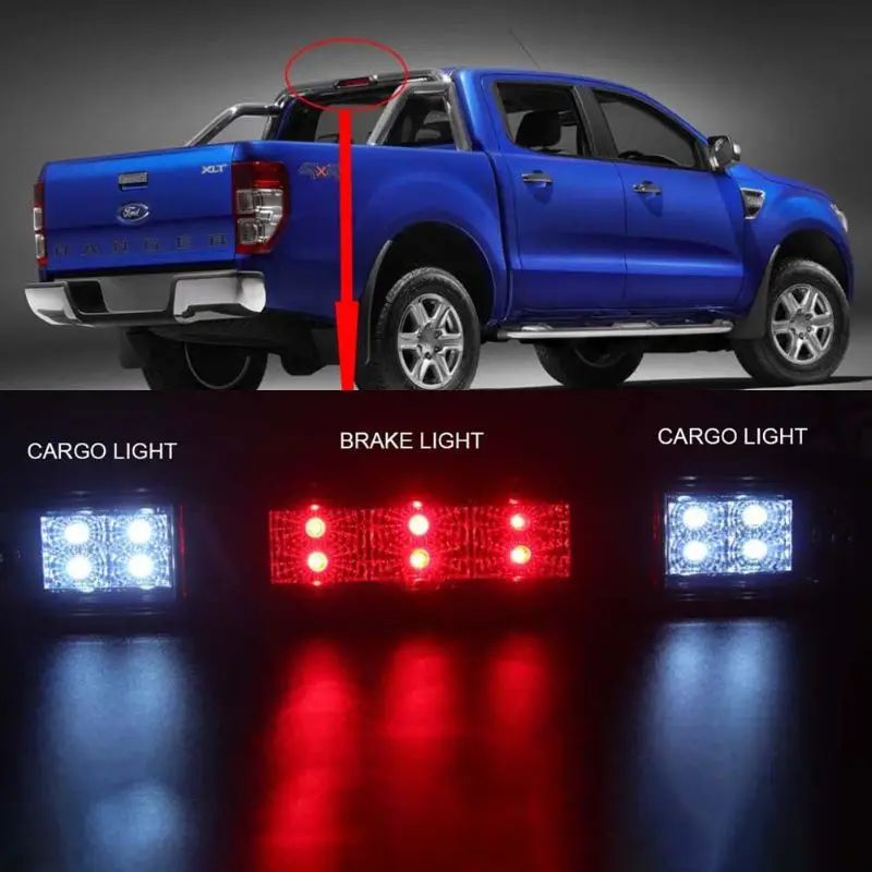 

Rear 3rd LED Brake Light Chrome Clear For Ford F150 F250 F350 Bronco 92-96 Drop