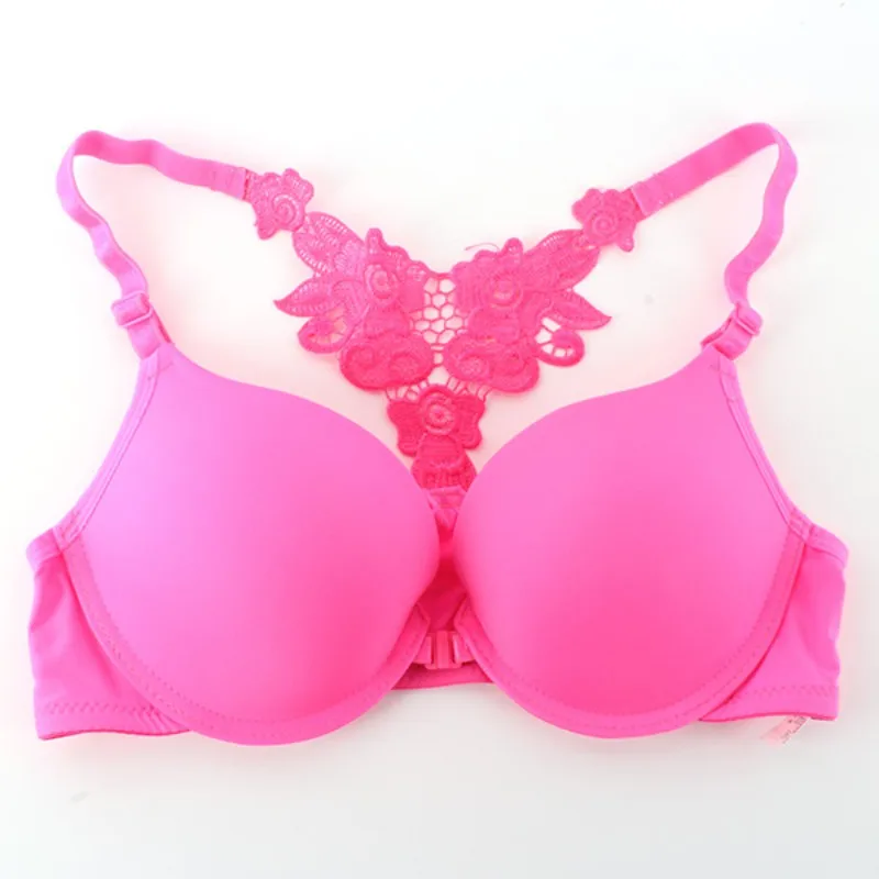 Women Lingerie Front Closure Lace Racer Back Racerback Push Up Seamless Bra