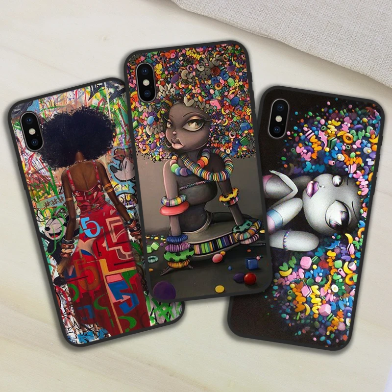 

African Black Girls Magic Melanin cover coque Case for iphone 5 5S 6 6S Se plus 7 7plus 8 8plus X XS MAX XR tpu soft phone bags
