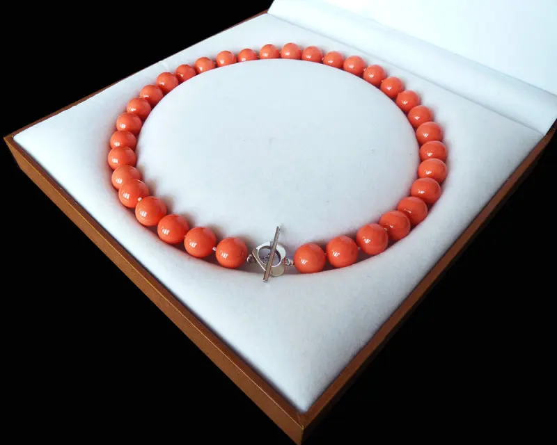 

Lowest Rare 12mm AAA coral pink south sea shell pearl necklace long Sweater chain wedding Women Gift word 925 silver jewelry