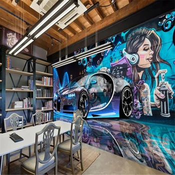 

beibehang 3d wallpaper vinyl Fashion personality street beauty graffiti car tools wallpaper decor mural papier peint mural 3d