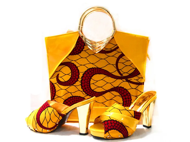 

2017 wax print fabric women handbag with shoes big wholesale high heel wax shoes sets