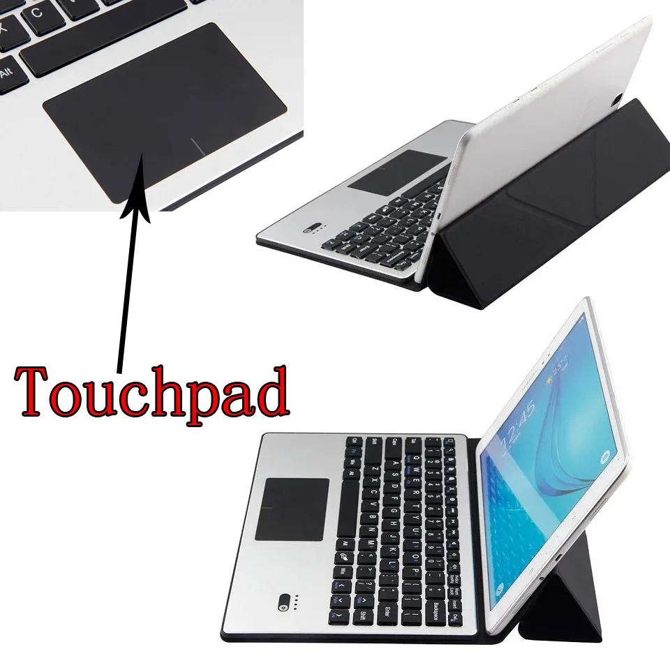 Universal Ultra Thin Aluminium Dechatable Bluetooth Keyboard w/ Touchpad & Deformable Case for